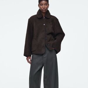 Collared Faux Shearling Jacket